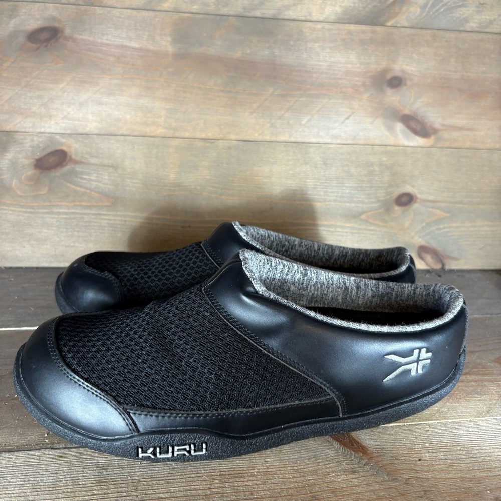 Kuru draft womens size 10.5 shoes black slip on comfort slippers mules